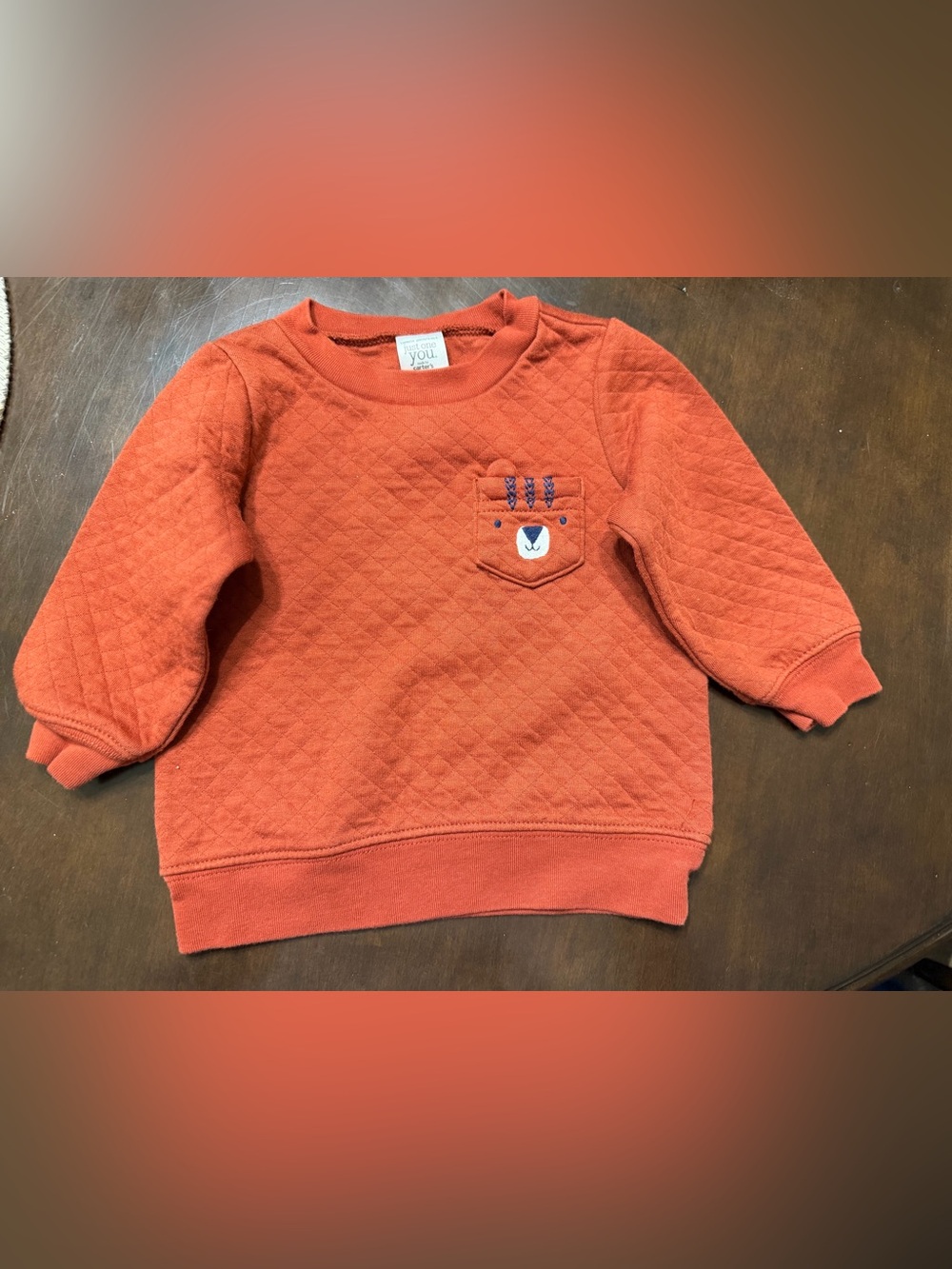Carter's Quilted Orange Kids Sweatshirt with Bear Pocket
